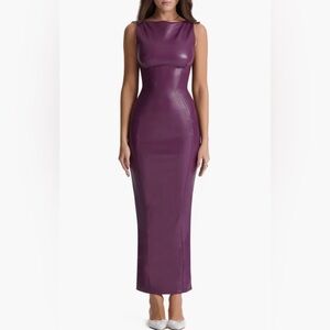 Faux Leather Sheath Merlot Sahara Dress HOUSE OF CB SIZE XS